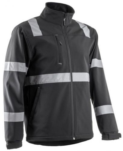 VIGILE FEKETE SOFTSHELL DZSEKI FÉNYVISSZAVERŐ CSÍKKAL_3XL