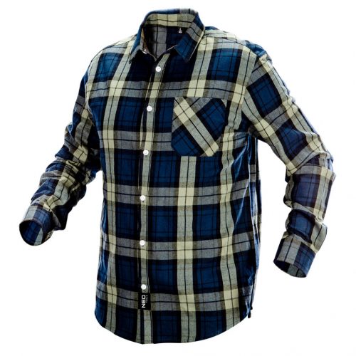 Munkaing, flanel, kék-oliva-fekete, 100% pamut, XL