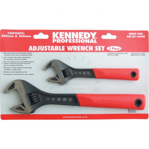 8"/12" soft grip phosphate finish adj. wrench set