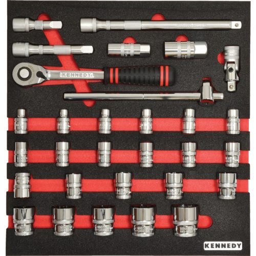 30 részes metrikus  ken-grip 1/2" dugókulcs készlet szivacsban m1832