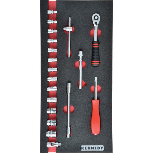 19pc metrikus  ken-grip 1/4" dugókulcs készlet szivacsban m1832